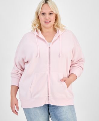 Hippie Rose - Trendy Plus Zip-Front Drawstring Hoodie