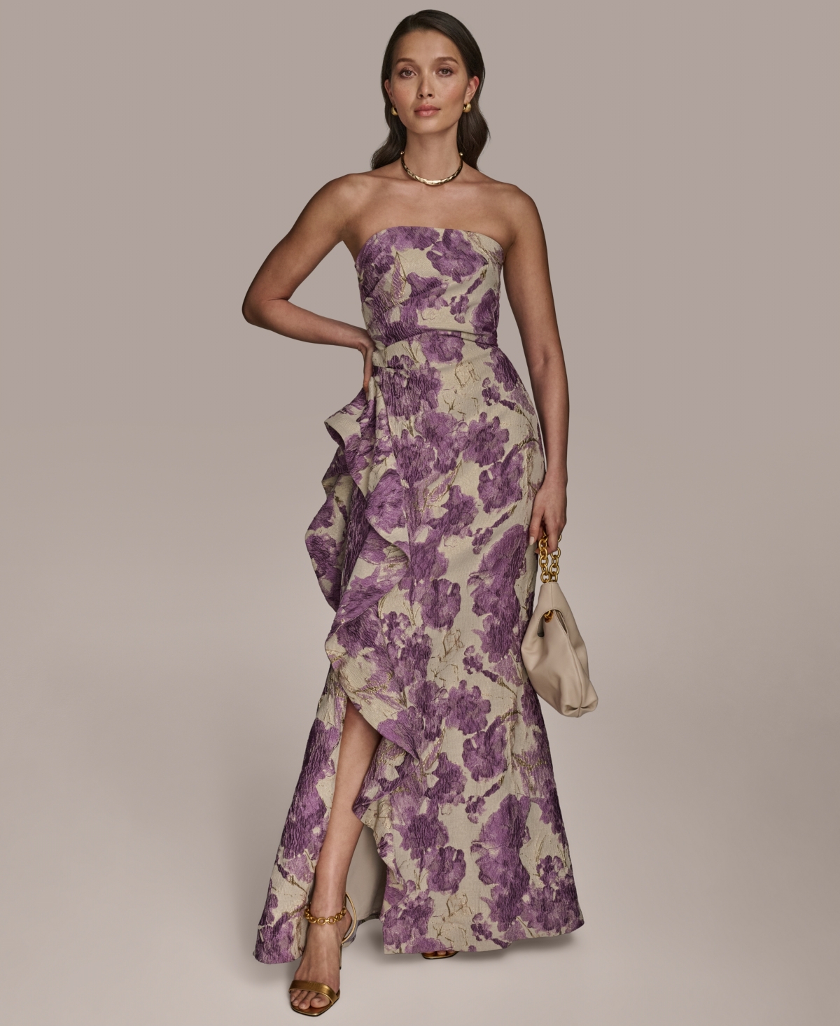 Women's Printed Strapless Gown - Wisteria Multi