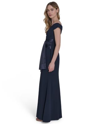Petites Off-The-Shoulder Wrap-Accent Gown