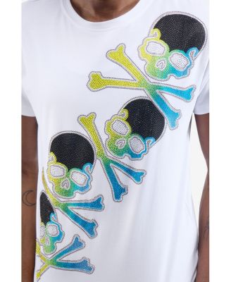 Men's Four Skull Rhinestone Crew T-Shirt