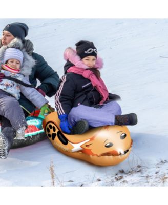 Winter Single Rider Snow Tube, 44" Inflatable Animal Sled, Outdoor Snow Toys with Two Handle