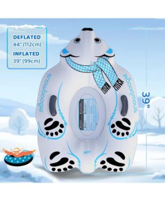 Winter Single Rider Snow Tube, 44" Inflatable Animal Sled, Outdoor Snow Toys with Two Handle