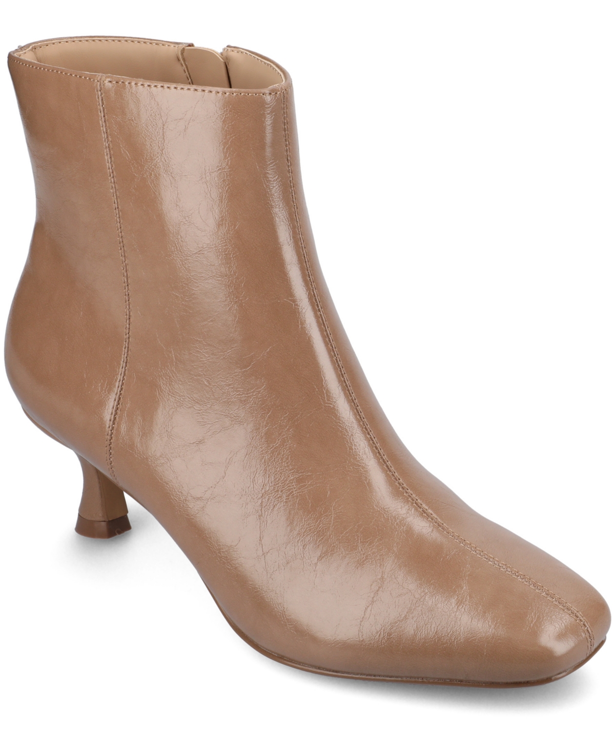 Women's Kelssa Square Toe Kitten Heel Dress Booties - Taupe Patent