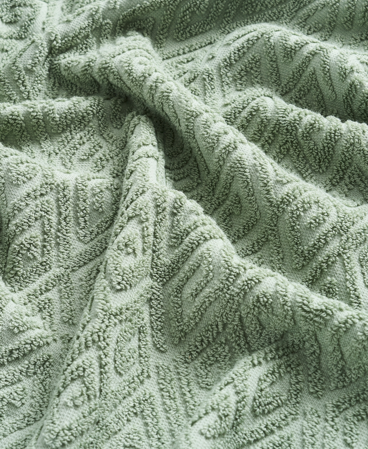 John Robshaw Maze Solid Texture Cotton Washcloth, 12" X 12" In Green