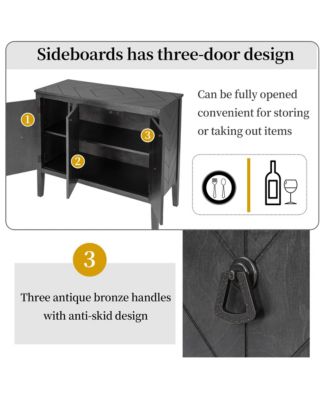 Sideboard with Adjustable Shelf, Handles & Legs