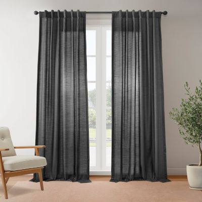 Rustic Weave Linen Curtains (2 Panels) Sheer Window Curtains Panel Set, Rod Pocket Curtains, 50 inches Wide Linen
