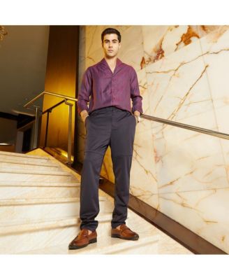 Men's Midnight Black Panel-Waffle Chino Trousers