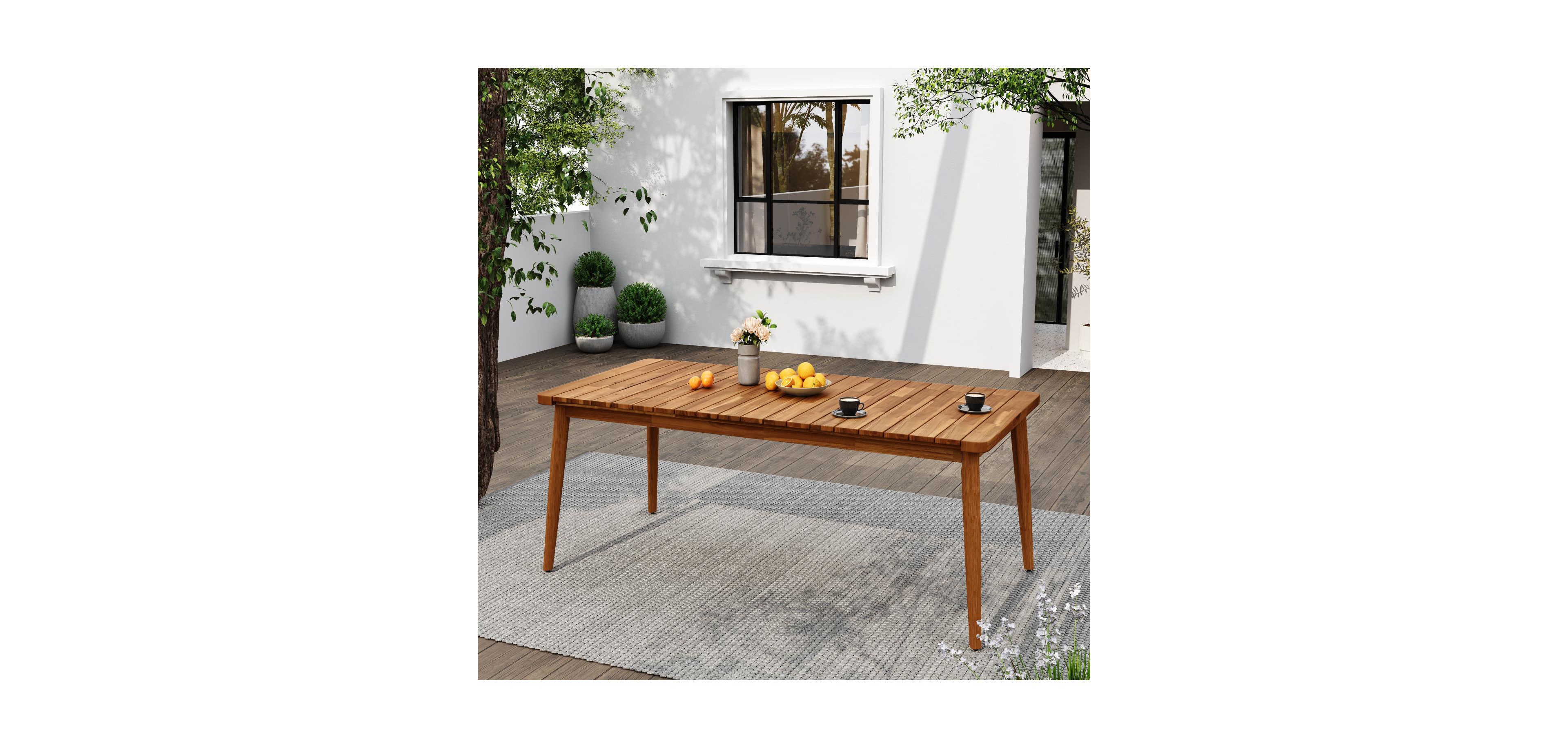 Acacia Wood Outdoor Dining Table - 8 Person, 72"