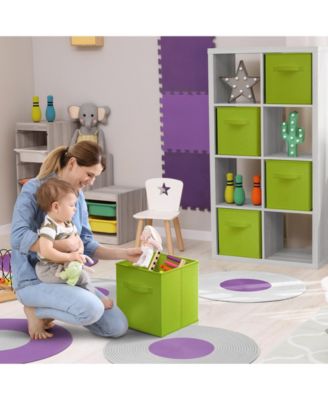 13 Inch Foldable Fabric Storage Cube Bin with Handles- for Organizing Home, Shelves, Nursery, Playroom, Closet and More