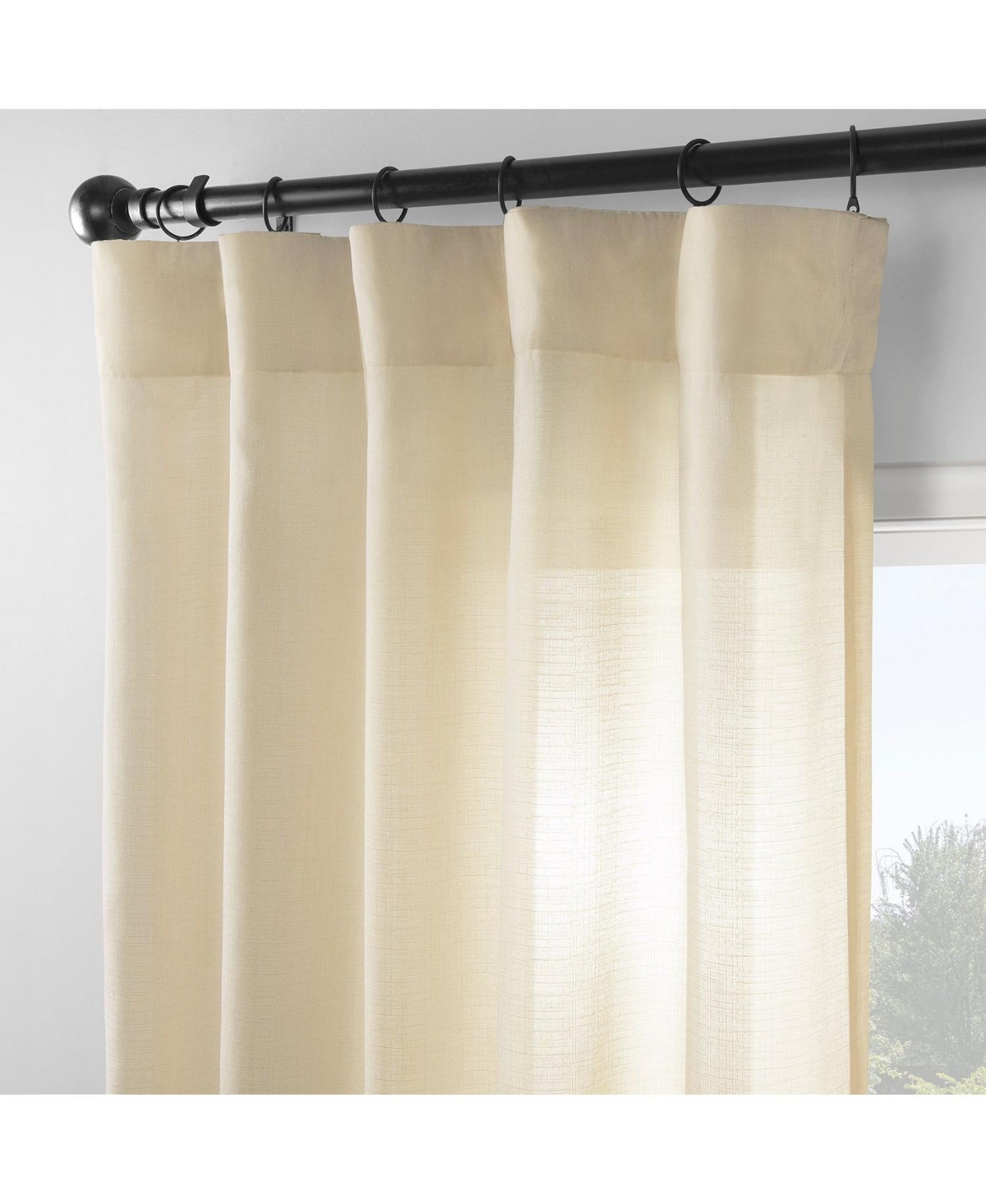 Half Price Drapes Tan Rustic Weave Sheer Linen Curtains (2 Panels) Rod Pocket Window Curtains And Drapes, 50 W X 96 L