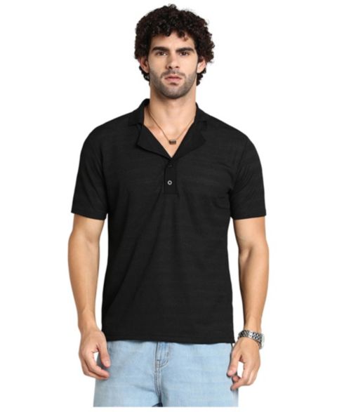 Мужская футболка Cahoot Onyx Black Panel-Tactile Cuban Polo, цвет: Чёрный