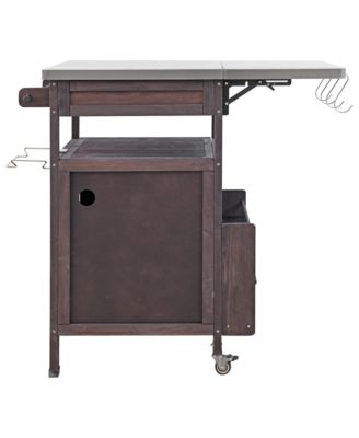 Outdoor Grill Cart with Stainless Steel Top & Storage