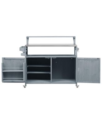 Outdoor Kitchen Island with Storage & Stainless Steel Top