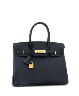 Pre-Owned Hermes Birkin 30 Handbag Blue Epsom with Rose Gold Hardware