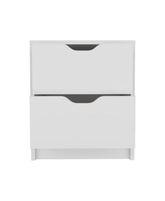 Contemporary Two-Drawer Faux Wood Nightstand with Smooth Glide Storage