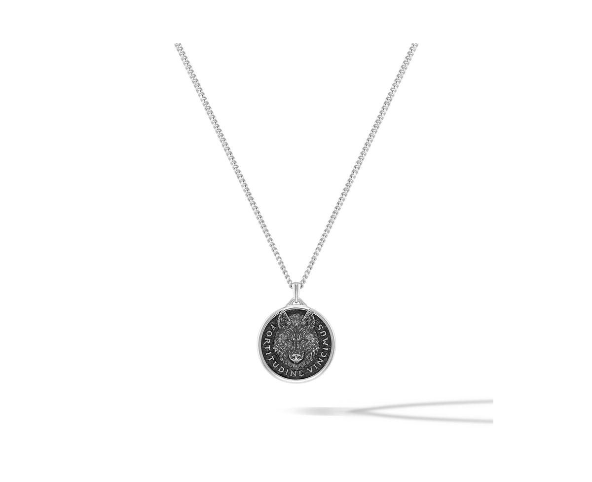 Mens Necklace, Built Different Collection, The Spartan - Sterling Silver, 21&#x201D; Chain - The wolf