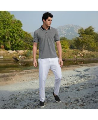 Men's Onyx Black Duo-Hue Knit Polo T-Shirt