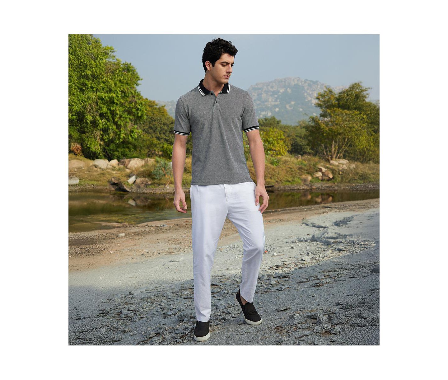 Мужские футболки Cahoot Campus Sutra Onyx Black Duo-Hue Knit Polo, цвет: Чёрный — фото 6