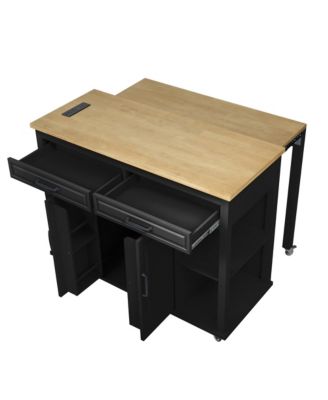 Kitchen Island with Extendable Table & Storage