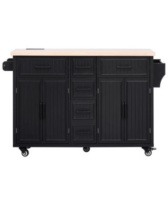Rolling Kitchen Island with Drop Leaf & Storage