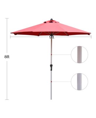 9 Feet Patio Outdoor Market Umbrella with Aluminum Pole without Weight Base