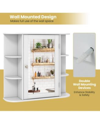 Wall-Mounted Bathroom Mirror Cabinet with Storage Shelves