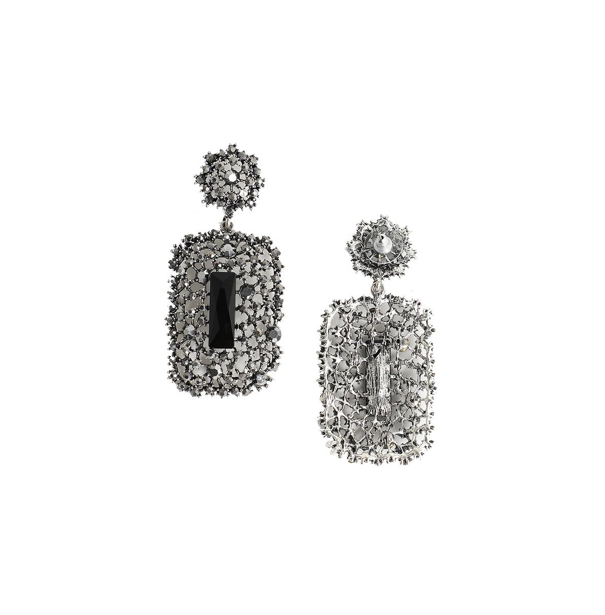 Sohi Stone Intricate Cluster Geometric Drop Earrings