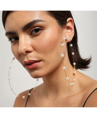 Gold-Plated Pearls Hoop Earring