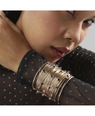 Metallic Ribbed Wire Statement Bracelet