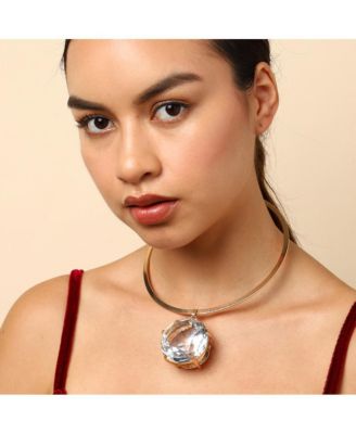 -Plated Chain Necklace With Stones