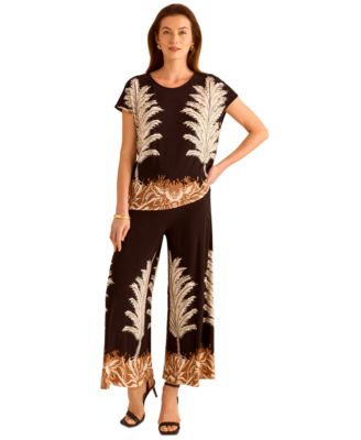 Vince Camuto - Women's Printed Pull-On Wide-Leg Pants