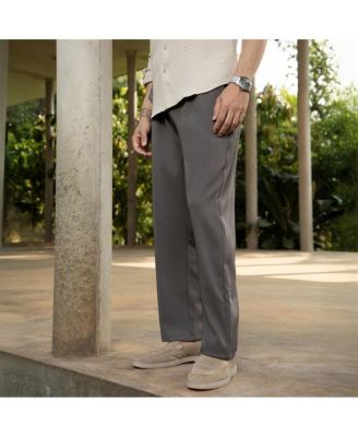 Men's Charcoal Black Straight Pleated Trousers