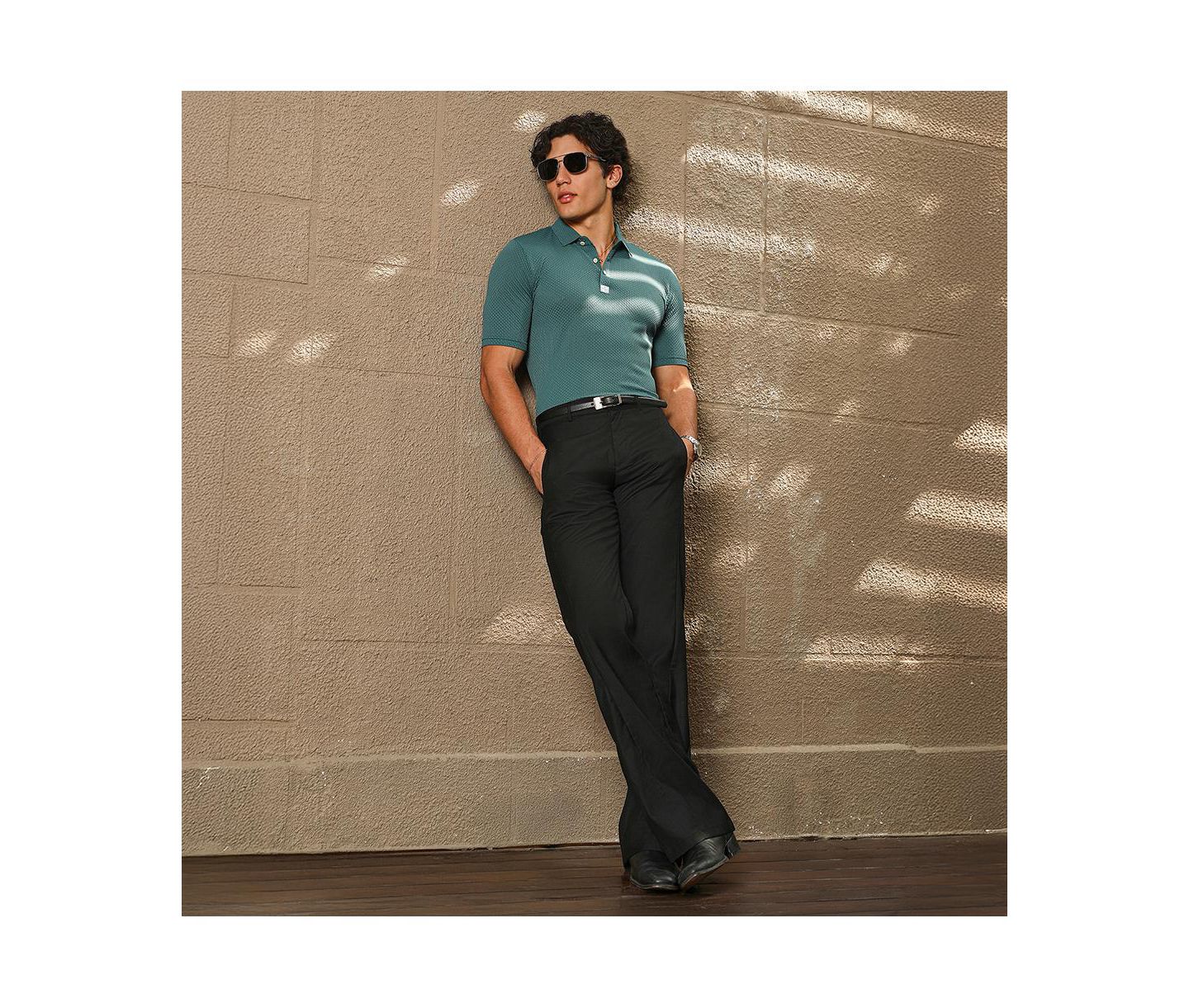 Мужская футболка Cahoot Campus Sutra Emerald Green Warp-Tactile Polo, цвет: Зелёный — фото 3