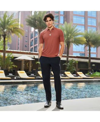 Men's Sienna Brown Seamless Solid Polo T-Shirt