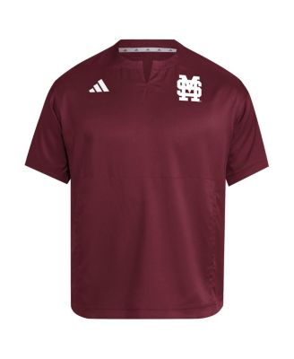 Men's Maroon Mississippi State Bulldogs Dugout Coaches Adizero Notch Neck Pullover Sweatshirt
