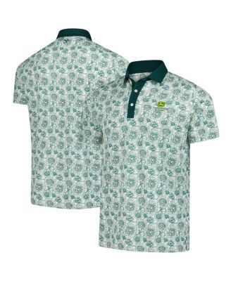 Puma - Men's&nbsp;White John Deere Classic Pique Flower Fields Polo Shirt