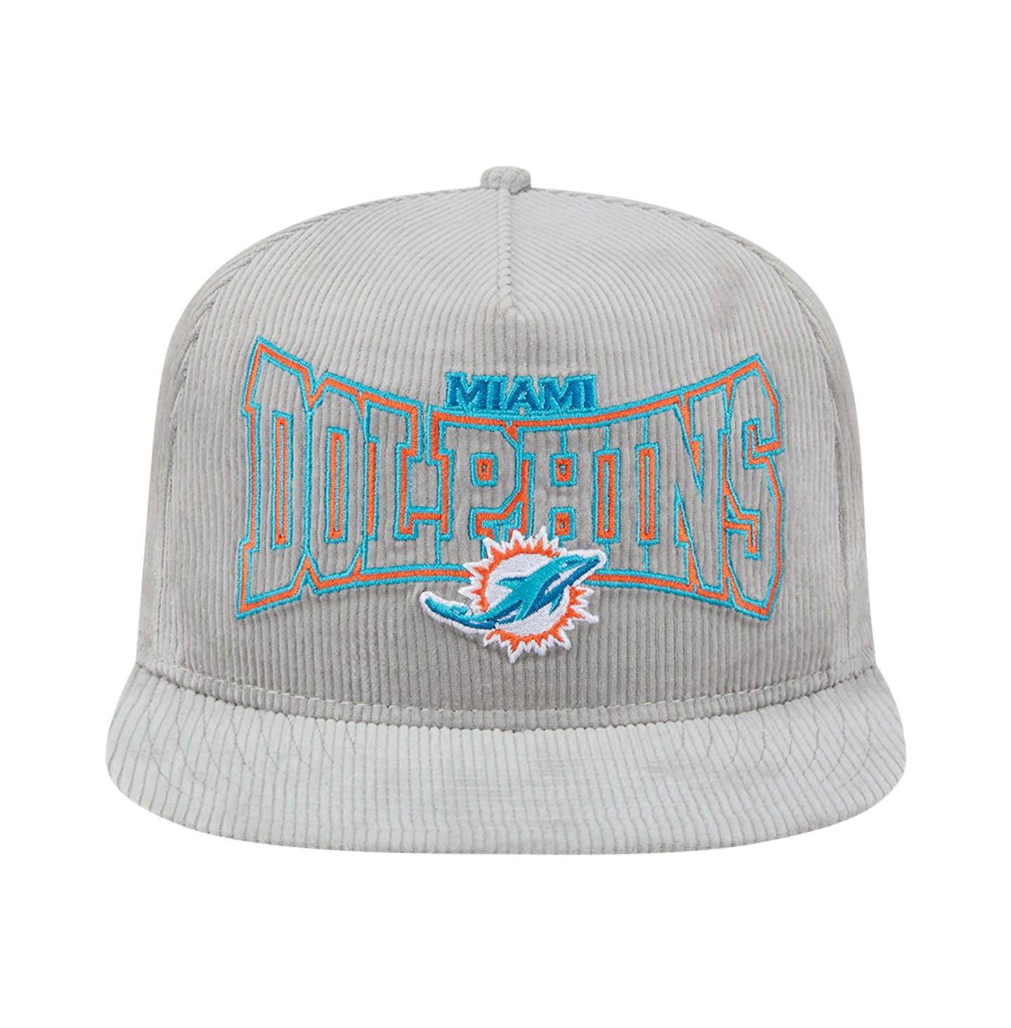 Мужская кепка New Era Gray Miami Dolphins Corduroy Golfer Adjustable Hat — фото 2