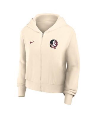 Women's Cream Florida State Seminoles Cropped Chill Full-Zip Hoodie