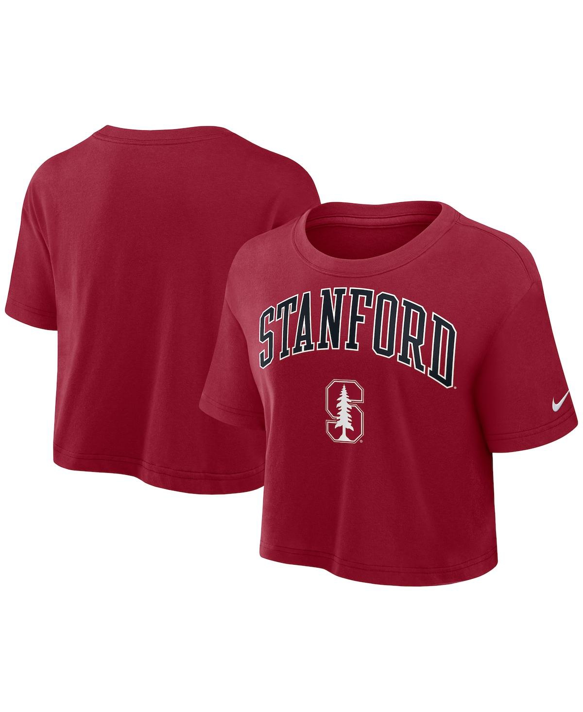 Nike Women's Cardinal Stanford Cardinal Athletic Prep Arch Performance Cropped T-shirt