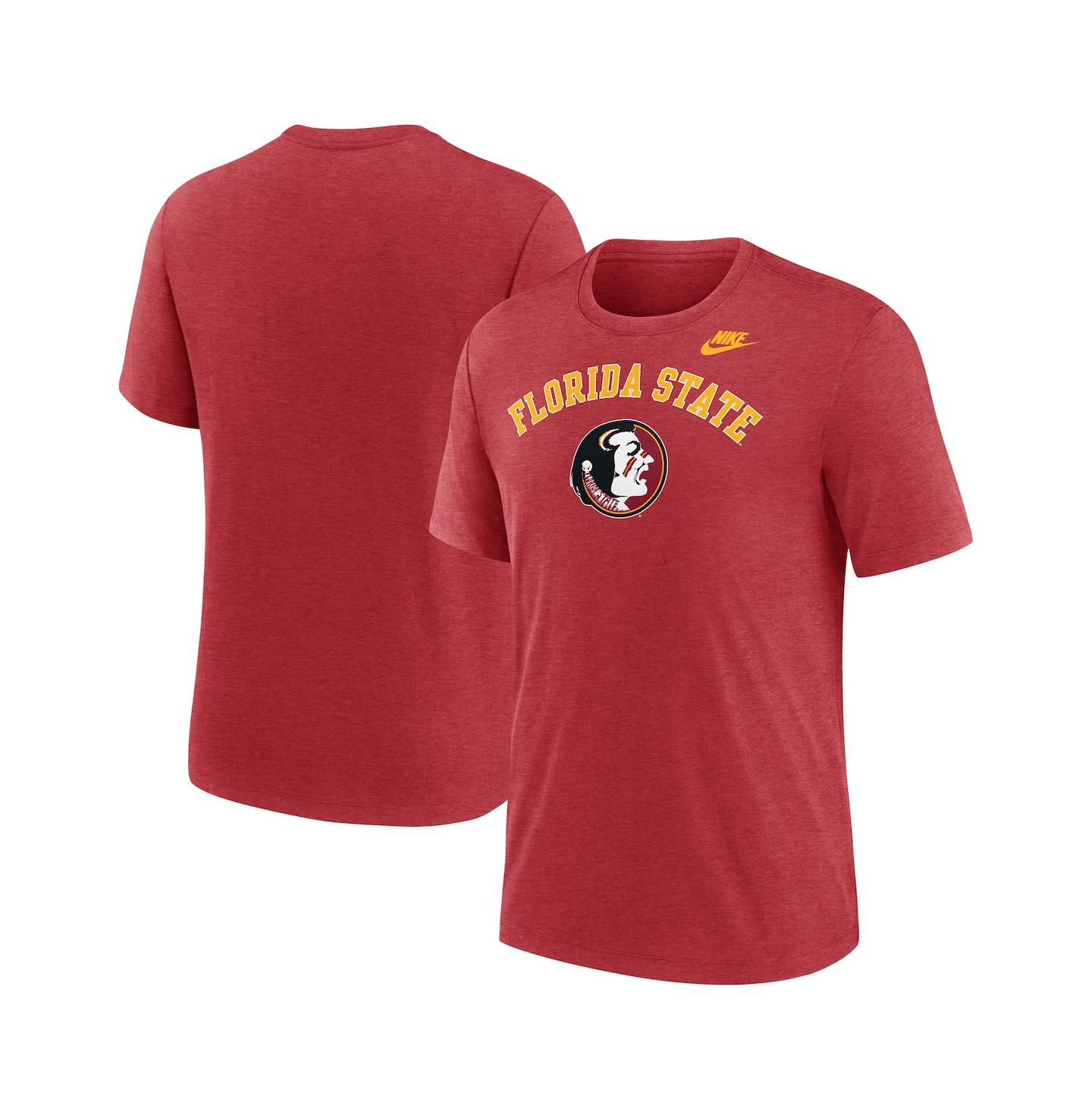 Мужская футболка Nike Heather Garnet Florida State Seminoles Legacy Arch Tri-Blend — фото 1