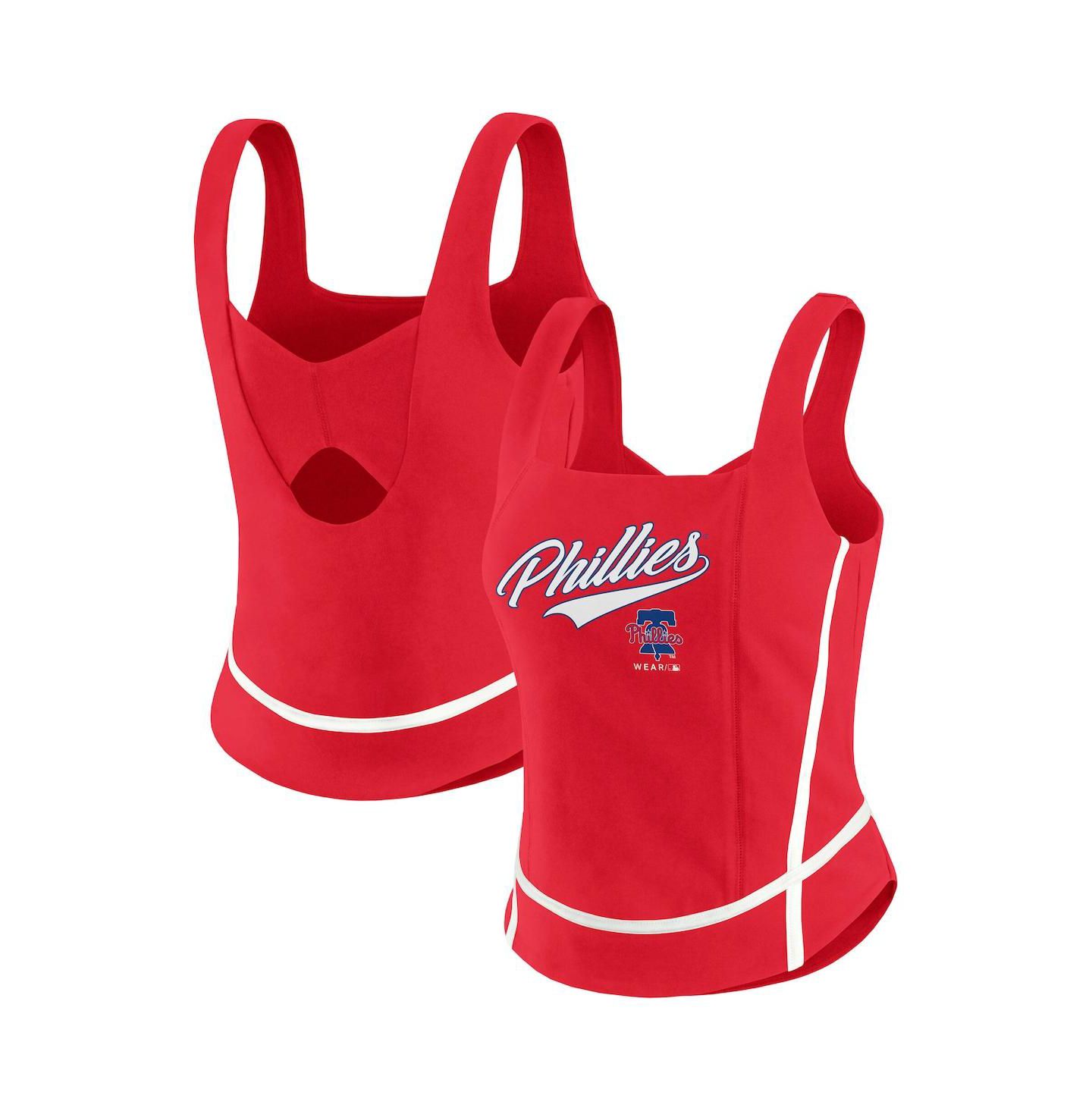 Женский топ WEAR by Erin Andrews Red Philadelphia Phillies Square Neck — фото 1