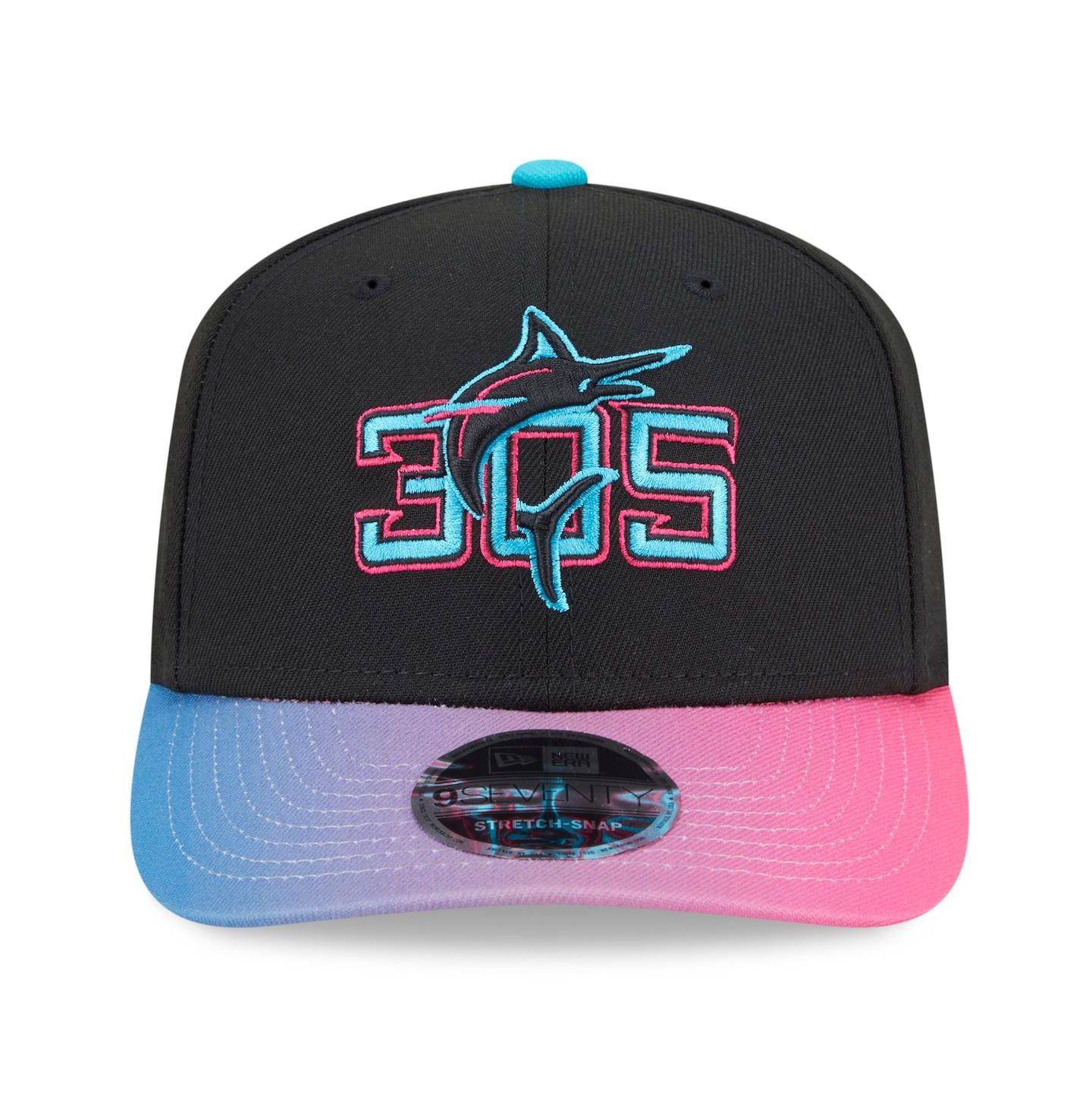 Мужская кепка New Era Black/Pink Miami Marlins 2025 City Connect 9SEVENTY Adjustable Hat — фото 3