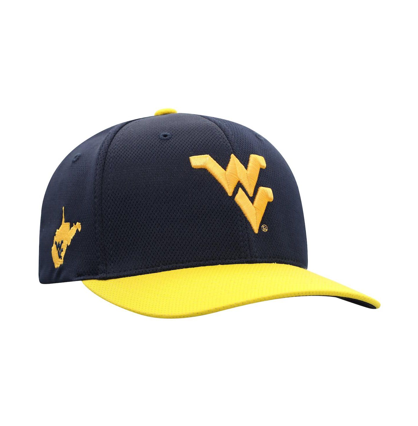 Мужская кепка Top of the World True Navy West Virginia Mountaineers Reflex Two-Tone Flex Hat — фото 2