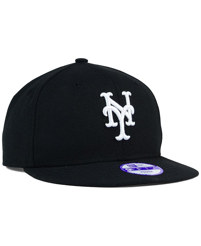 New Era Kids' New York Mets Black White 9FIFTY Snapback Cap - Macy's