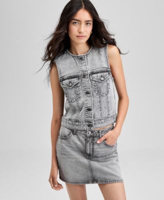 And Now This - Women's Button-Front Denim Vest, Exclusively at Macy's