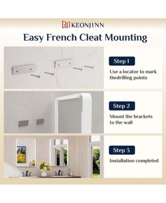 40x30 Inch Brushed Gold Bathroom Vanity Mirror Tempered Glass Metal Framed