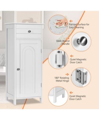 Wooden Storage Free-Standing Floor Cabinet with Drawer and Shelf