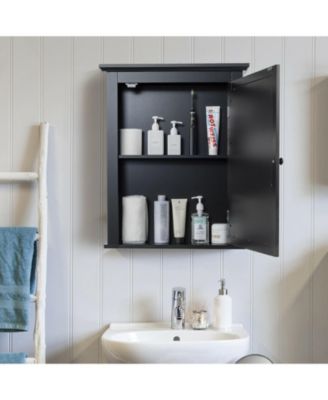 Wall Mount Bathroom Cabinet with One Mirror Single Door Adjustable Shelves Retro Handle