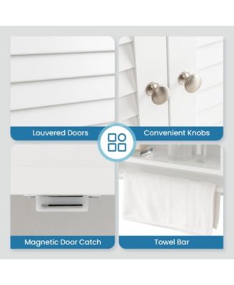 2-Doors Bathroom Wall-Mounted Medicine Cabinet with Towel Bar