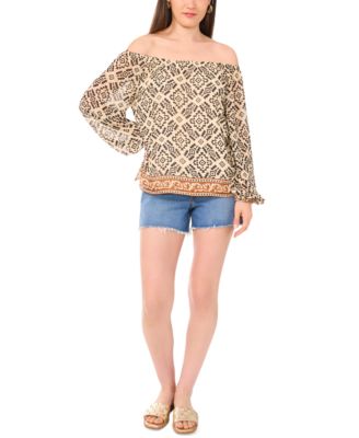 Women's Printed Off-The-Shoulder Blouse